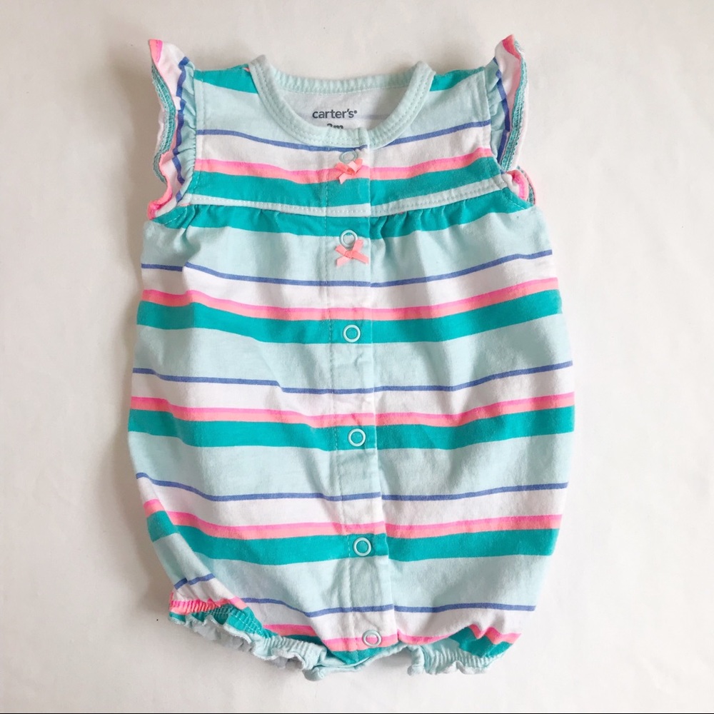 CARTERS Flutter Sleeve Striped Romper